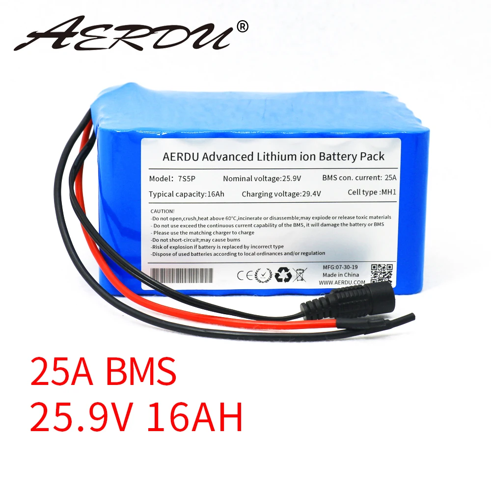 AERDU 24 в 16 Ач 500 Вт 29 4 25 2 18650 литий-ионный аккумулятор встроенный А BMS электрический