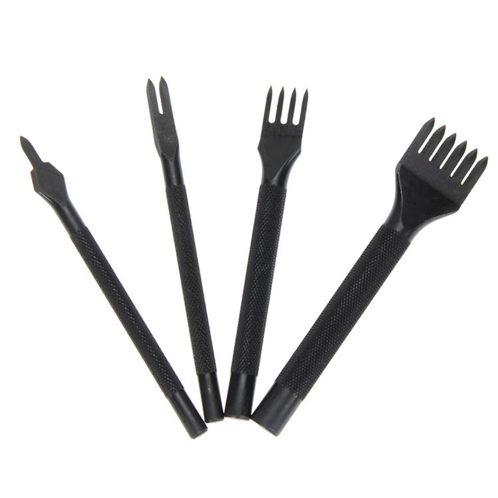4pcs 4 шт. 1/2/4/6 зубец кожа ручные резцы Ручное шитье для поделок кожа инструмент дыроколы шить поставки - Цвет: 4pcs