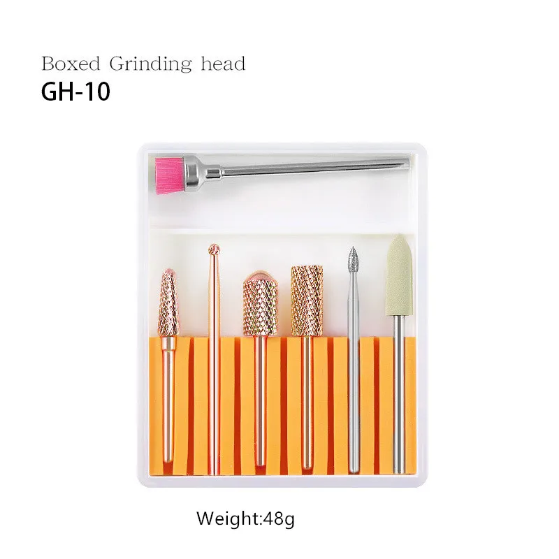 GH-10 7Pcs Ceramic Nail Drill Bits Set with Cleaning Brush Diamonds Milling Cutter Silicone Polishing for Manicure Machine Accessories - Цвет: GH-10