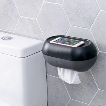 

Botique-Toilet Waterproof Tissue Box Free Punching Wall Mounted Bathroom Roll Paper Tray Toilet Paper Holder Shelf