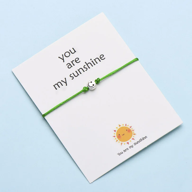 IYOE Wish Card You Are My Sunshine, крошечные браслеты с улыбающимся лицом для женщин, мужчин, детей, винтажный браслет дружбы с красной нитью, парные