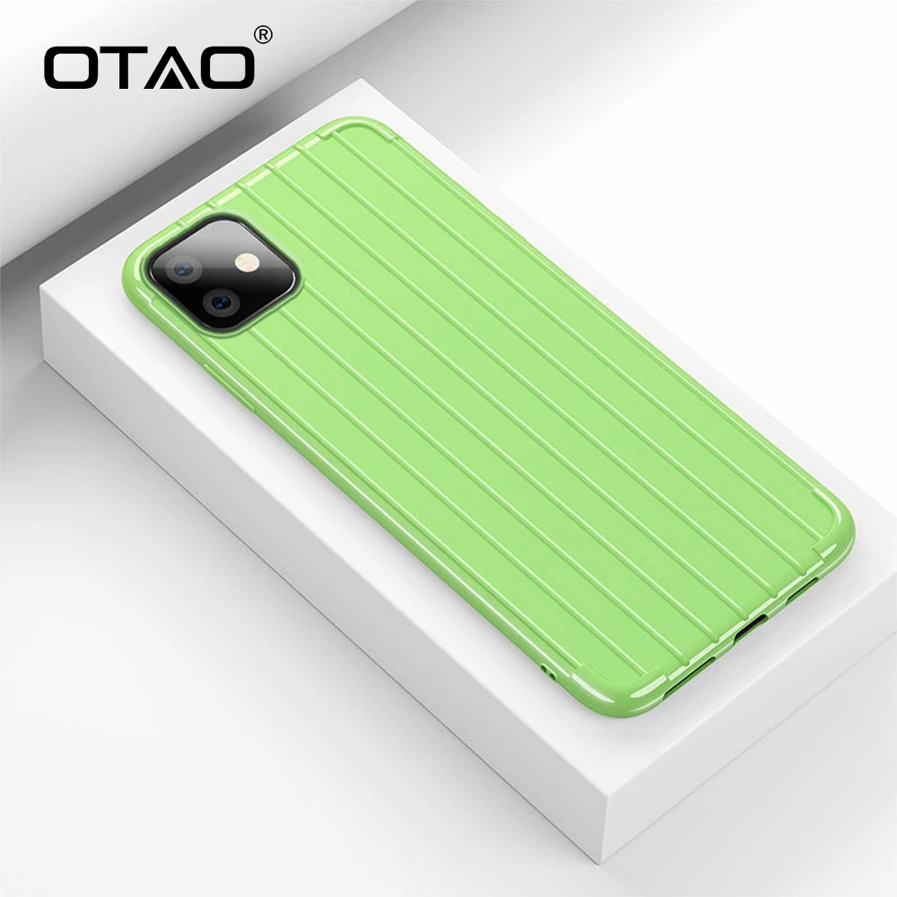 OTAO Candy Color Trunk Case For iPhone 11 Pro X XS Max Stripe Shockproof Coque Capa 6 6s 7 8 Plus Slim silicone Cover |