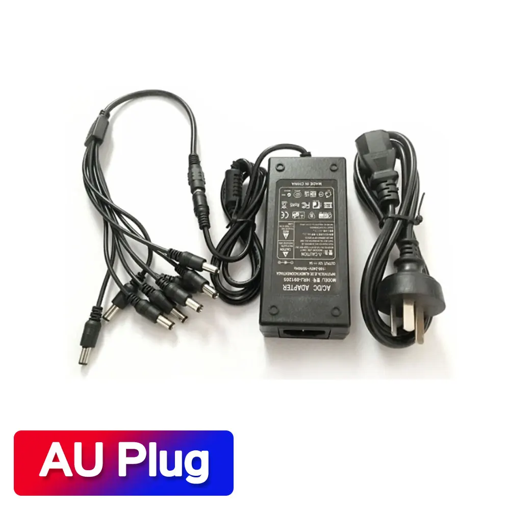 NINIVISION 12V 5A 8CH Power Supply CCTV Camera Power Box 8 Port DC+Pigtail COAT DC 12V Adapter power adapter,power supply