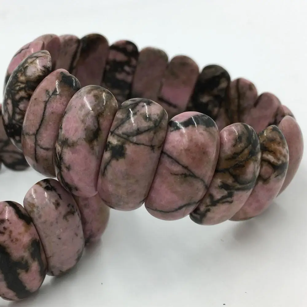 

Бесплатная доставка Модные ювелирные изделия из родорита Jaspe бусины стрейч браслет 7,5 "FG8912