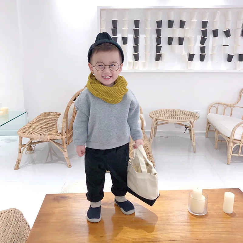 Новинка года, осенне-зимняя детская плюшевая рубашка с длинными рукавами в Корейском стиле для мальчиков Модная одежда для мальчиков