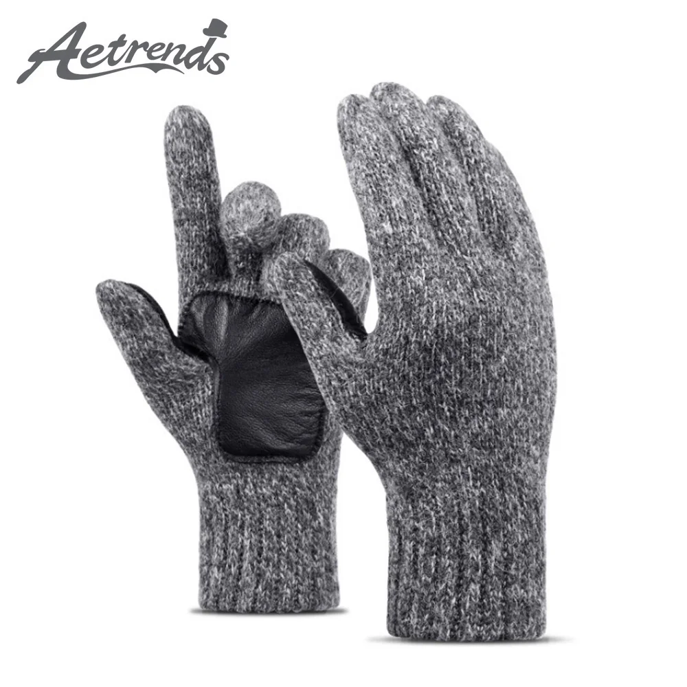 

[AETRENDS] Winter Wool Knit Gloves Sport Windproof Thick Soft Warm Gloves Great Gift for Men and Women O-0057