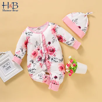 

Humor Bear Baby Romper Winter Autumn Fashion Baby Girl Floral Bodysuit Jumpsuit Infant Rose Flower Long Sleeve Warm Clothing
