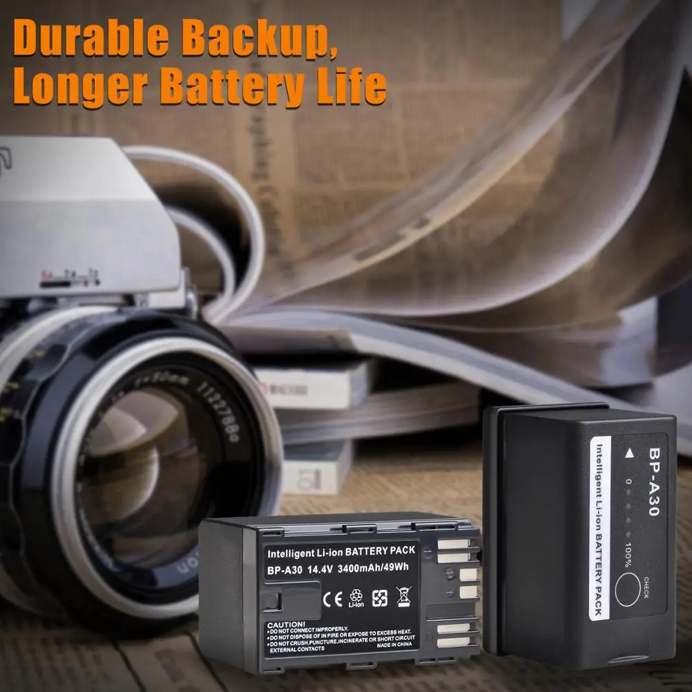 Bateria para Canon Bp-a30 Bp-a90 Eos C200 C200b C220b C300 mk ii 4pcs 14.4v 3400mah Bp-a60 Bpa30 - Image 6