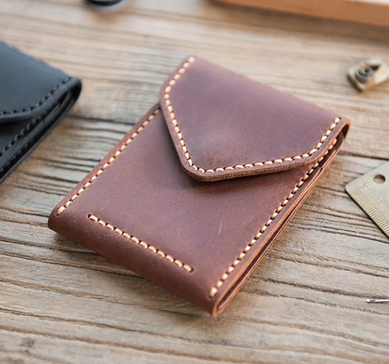 Wallet Card Holder Leather Wallet Vintag Handmade Crazy horse Genuine Leather Card Holder Men