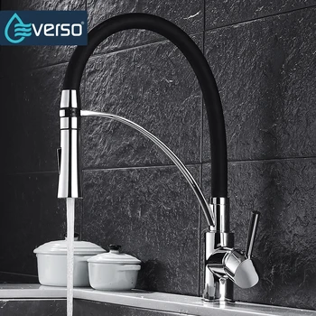 

Black Single Handle Kitchen Faucet Deck Mount Kitchen Mixer Taps Chrome Stream Sprayer Hot Cold Mixer Water Taps