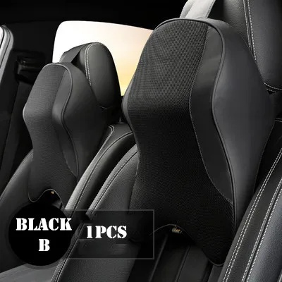 Кожаный сетчатый автомобильный набор подушек для шеи с эффектом памяти, Автомобильный подголовник, подушка для поддержки талии, Icesilk, чехлы для сидений, подушки для BMW - Цвет: black B  1pcs