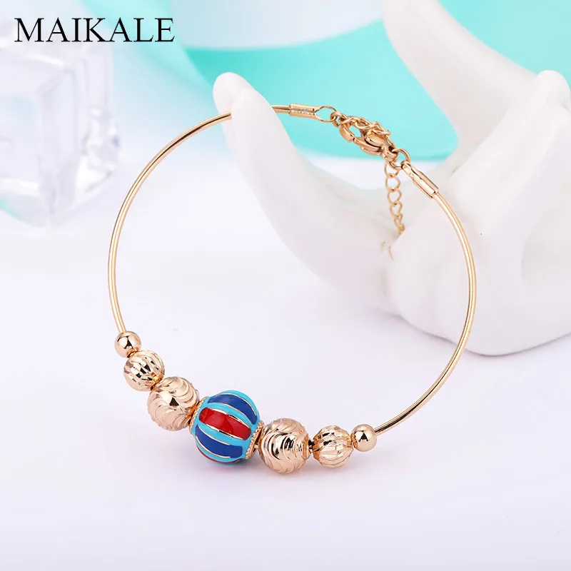 

MAIKALE Trendy Enamel Bead Bracelets for Women Gold Chain Adjustable Bracelet Friendship Bangle Girls Jewelry Accessories Gifts