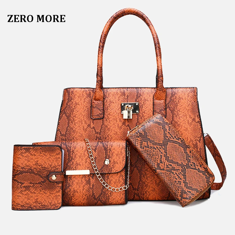 Spring 4 Piece/Set Women Leather Handbag Shoulder Bag Lady Messenger Crossbody Composite Clutch Tassel Large Capacity Bags |