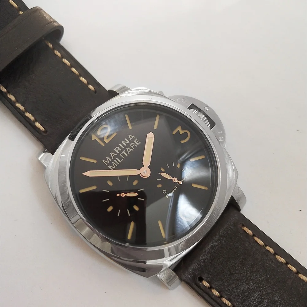 

Watch GMT automatic men's luminous mobile phone core black dial 44mm steel case high quality leather strap date drawing S95