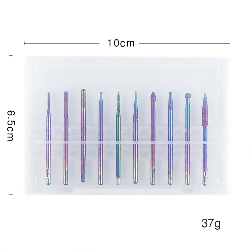 10 шт. алмазные сверла для ногтей Набор шлифовальной головки маникюрный роторный станок Резак Электрический пилочки для ногтей заусенцы инструменты для дизайна ногтей
