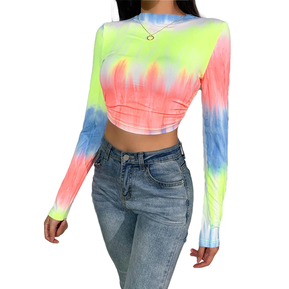 Женская весенне-осенняя полая футболка с длинными рукавами и завязками | одежда