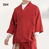 2022 Summer Chinese Style Linen Jacket Hanfu Men Costume Suit Loose Large Size Cotton Linen Retro Style Tang Suit Robe Male ► Photo 2/5