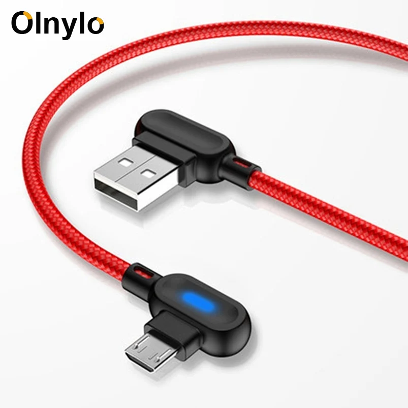 

Olnylo 90 Degree Micro USB Cable Fast Charging Data Sync USB Charger Cable For Samsung Huawei HTC Android Phone Microusb Cables