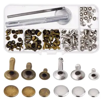 

Rivets Single Cap Rivet Tubular Metal Studs with Fixing Tool Kit for Leather Craft Repairs Decoration, 3 Sizes, 60 Set (Multicol