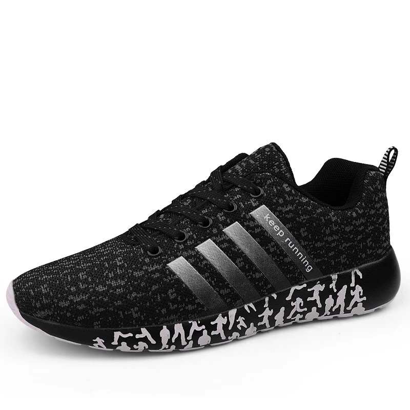 AODLEE/Повседневная обувь; мужские кроссовки; светильник Flyknit; Мужская обувь; Повседневная дышащая мужская повседневная обувь для бега размера плюс 47; zapatos hombre - Цвет: Черный