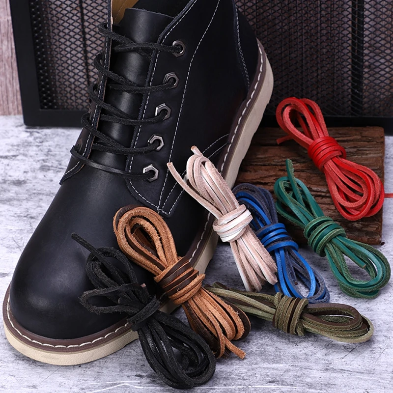 Cordones de zapatos cuadrados Retro para botas Martin, cordones de cuero sólido, de alta 1 par - AliExpress Calzado