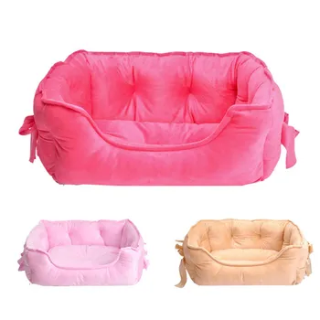 

Pink Cute Bow Princess Dog Bed Winter Soft Puppy Bed Sofa Warm Cat Bed House Teddy Pomeranian Pet Bed For Dog Cats S/L