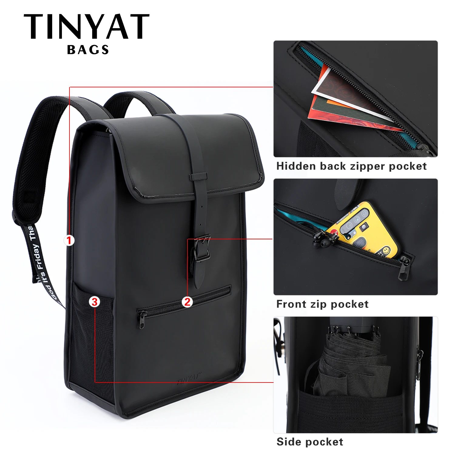 TINYAT New Men's Leather Backpack laptop Backpack for 14 15 inch