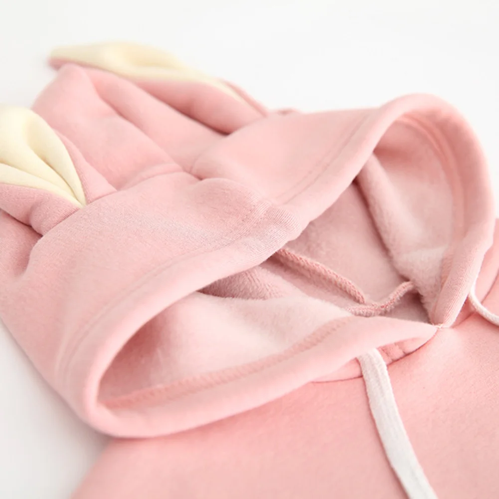 Cute Newborn Baby Romper Rabbit Ears Baby Girl Boy Soft Plush Long Sleeve Hooded Romper Jumpsuit For 0-12Months