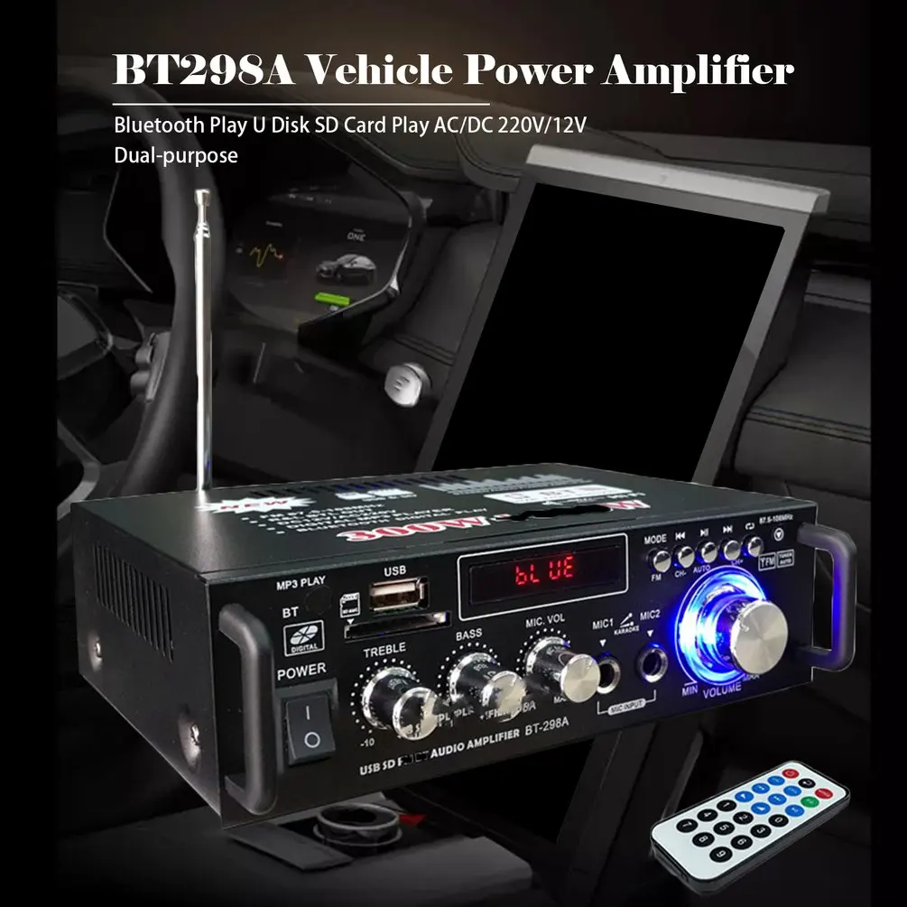 600 Вт 220 В/12 В Hifi стерео Fm 2Ch усилитель автомобильный домашний Usb Sd Mp3 Мини Usb карта Ac и Dc небольшой усилитель мощности