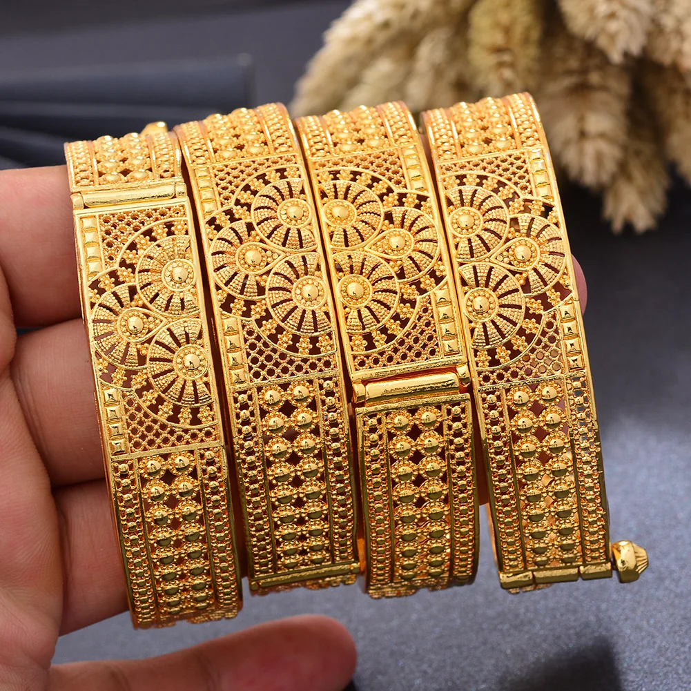 Luxury 24k Indian Dubai Gold Color Bangles For Women Dubai Wedding Bridal Bangles&Bracelet Gifts For Women