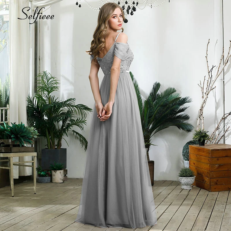 Elegant Laides Party Dress A-Line V-Neck Spaghetti Straps Sequined Short Sleeve Maxi Women Dress Sparkle Formal Gown Robe Femme