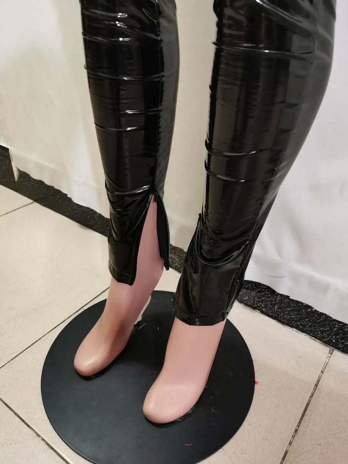 Adogirl 2020 Autumn Winter Women PU Leather Pencil Pants Zipper Split Bottom Multi Colors Button Fly Stretchy Fashion Trousers