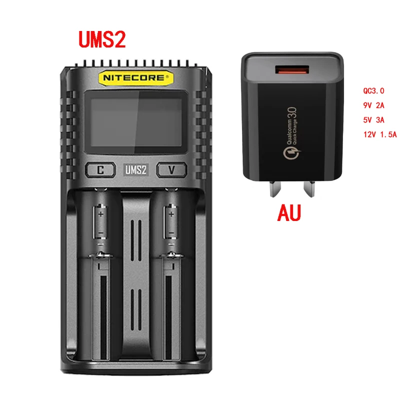 NITECORE UMS4 UMS2 VC4 LCD Smart Battery Charger for Li-ion/IMR/INR/ICR/LiFePO4 18650 14500 26650 AA 3.7 1.2V 1.5V Batteries D4 lithium battery charger 12v Chargers