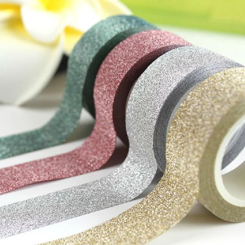 5 м DIY самоклеящаяся Серебряная Золотая блестящая бумага Васи бумажная лента