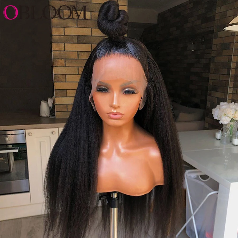 Full Lace Wig Kinky Straight 360 Lace Frontal Wig Pre Plucked Lace