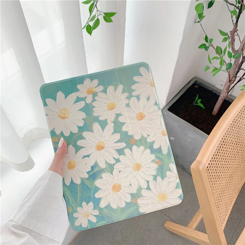 

Cute Daisy For iPad AIR 2 3 10.5 Pro 2019 7th 10.2 inch Case for iPad 2017 2018 9.7 Mini 5 Cover Capa With Pencil Holder Cases