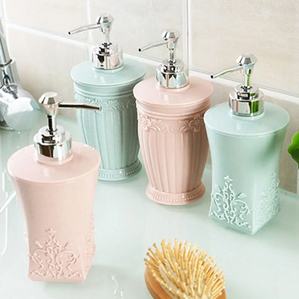 400ml Liquid Soap Dispensers Pressing Carved Plastic Refillable Liquid Soap Distributor Bathroom Set Bathroom Accessories