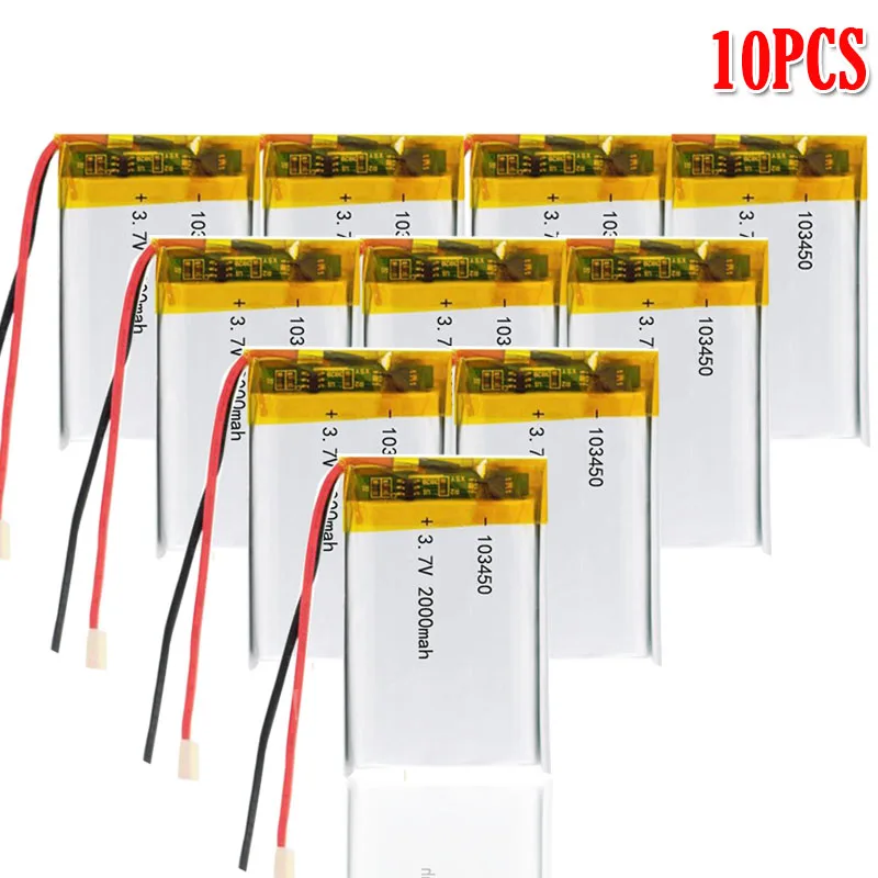 10pcs 3,7 V 2000mAh 103450 Lipo литий-полимерная аккумуляторная батарея для gps-навигатора Bluetooth динамик гарнитура электронная книга камера - Цвет: 10pcs