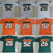 Молодежная Джерси для колледжа "Майями 26 Шон Тейлор 20 Ed Рид 52 Рэй Льюис"-Оранжевый Белый Зеленый Размер S, M, L, XL