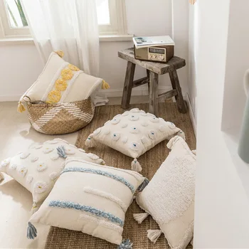 

Bohemian Tufted Series Pillowcases Cushion Cover for Sofa Bed Car,45 Cm Cotton Decor Pillow for Festival