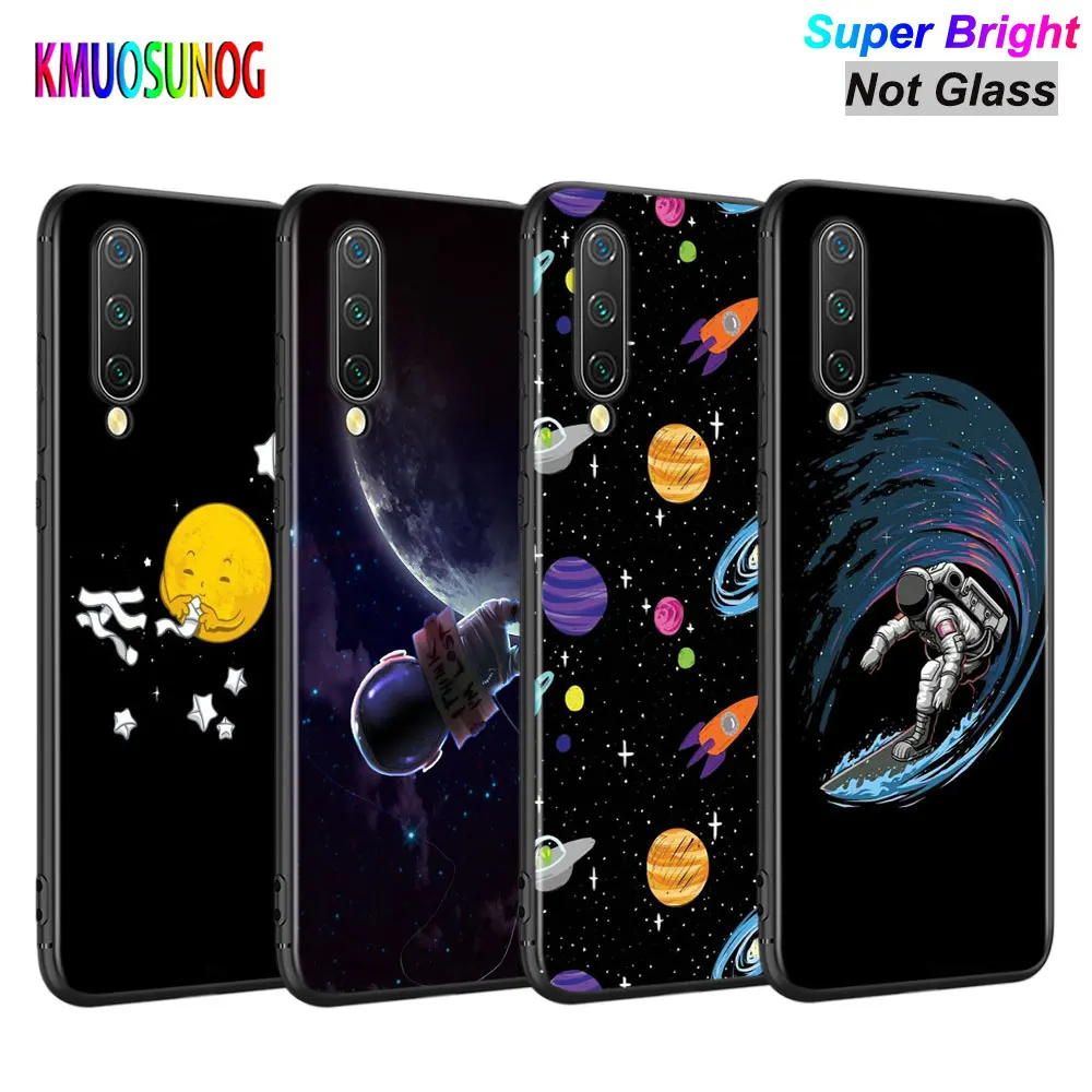 

Black Silicone Cover Cartoon space Astronaut for Xiaomi Mi A3 A2 A1 5X 6X 6 8 Lite 9 9SE CC9 F1 9T 9TPro Play Phone Case