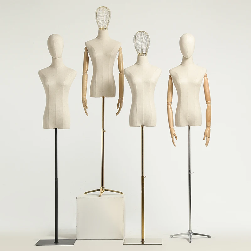 Female Mannequin Head Model Torso Plastic Dress Form with Stand