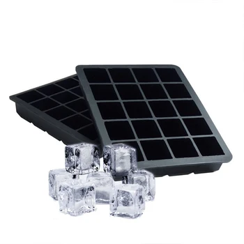 

2Pcs 20 Cavity Square Cube Ice Mold Tray Ice Balls Maker Mold Flexible Silicone Ice Tray for Whiskey Cocktails (Black)