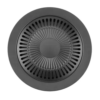 

Portable Round Shape Smokeless Indoor Barbecue Grill with Brush Non-Stick Barbecue Pan Roasting Tray Kitchen BBQ Cooking Tools
