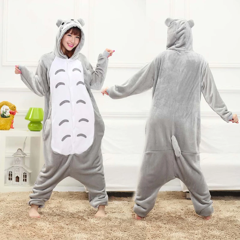 Пижамы для женщин Единорог кигуруми фланелевые милые животные женские пижамы зимние unicornio Nightie пижамы одежда для сна, одежда для дома - Цвет: Totoro