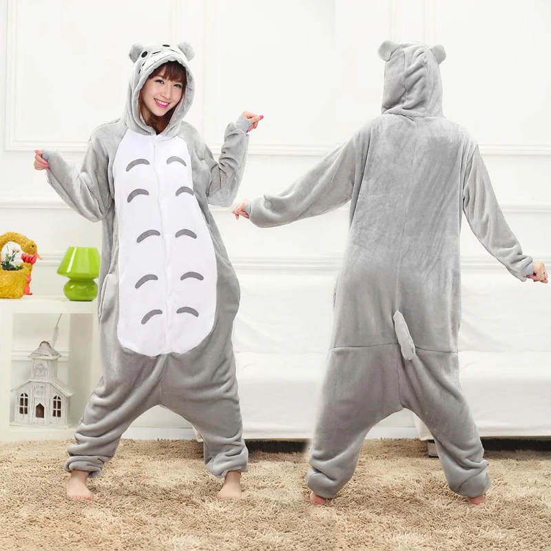 Totoro Пижамы для женщин Единорог кигуруми фланелевые милые животные женские пижамы зимние unicornio Nightie пижамы одежда для сна, одежда для дома - Цвет: Totoro