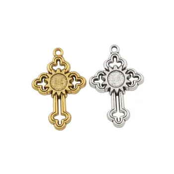 

Saint St Benedict Nursia medal Pattern Cross Charm Pendants 60Pcs Ancient gold Religion DIY Jewelry 24.8x38.8mm 2 color A-559S
