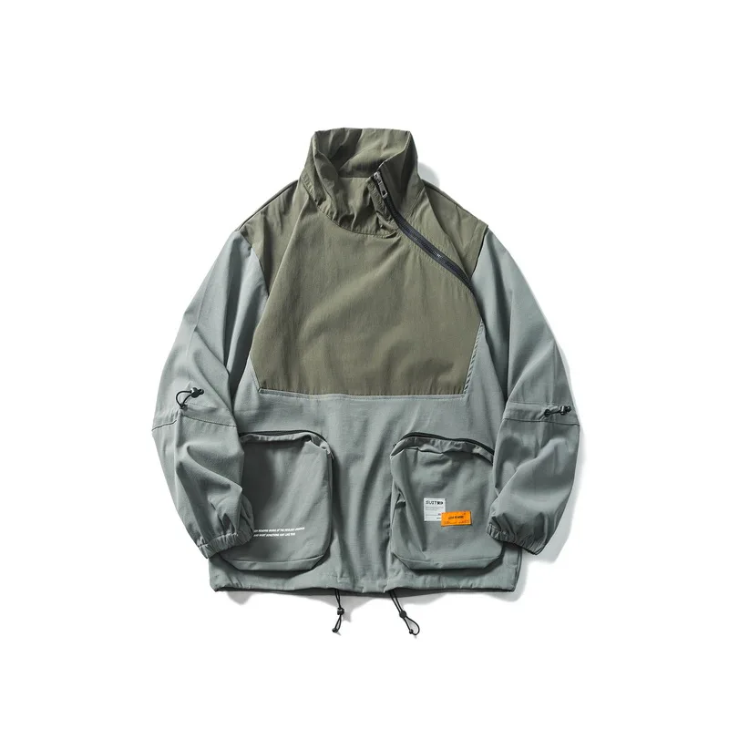 

2021 autumn new Japanese trend oblique zipper round pocket jacket jacket male-JK