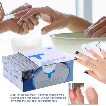 

200pcs/box Wrap Nail Art Cleaner Manicure Tools Time Saving Professional Gel Remover Soft Wipes Disposable English Version Salon