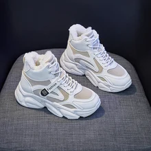 

2021 Winter Boots Women Ankle Boots Warm PU Plush Winter Woman Shoes Sneakers Flats Lace Up Ladies Shoes Women Short Snow Boots